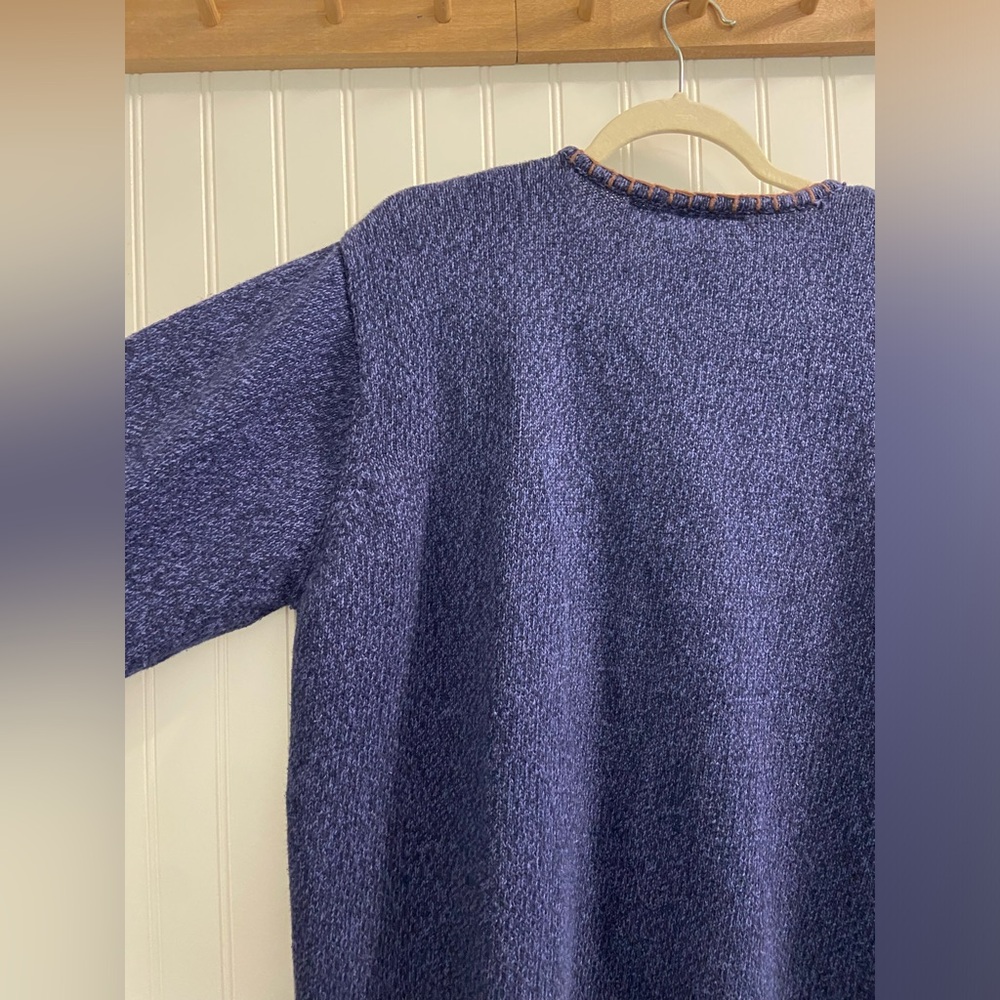 Erica II & Co Vintage 90s Autumn Fall Leaves Knit Sweater Raime Cotton Navy 2X - Picture 7 of 8